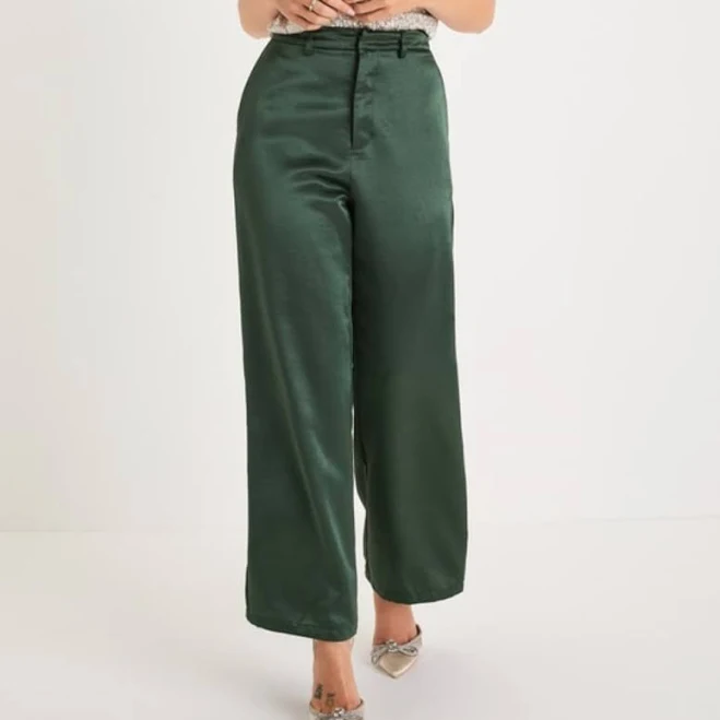 Lulus High-Rise Wide-Leg Satin Trousers