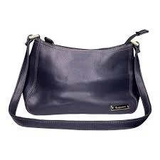 Dark Navy Faux Leather Small Shoulder Bag with Gold Hardware by Liz Claiborne
