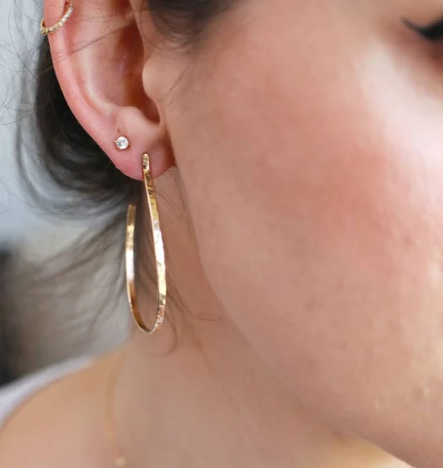 Hammered Gold Hoop Earrings