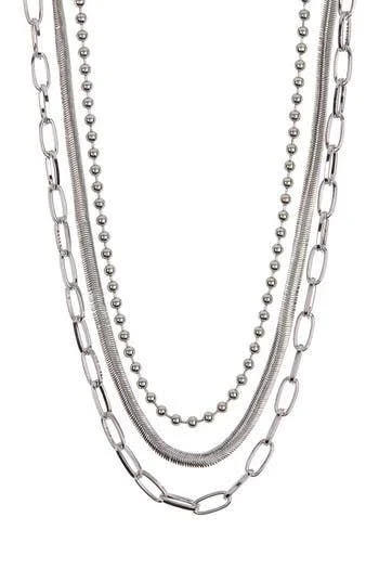 NORDSTROM RACK Assorted Layered Chain Necklace in Rhodium at Nordstrom Rack