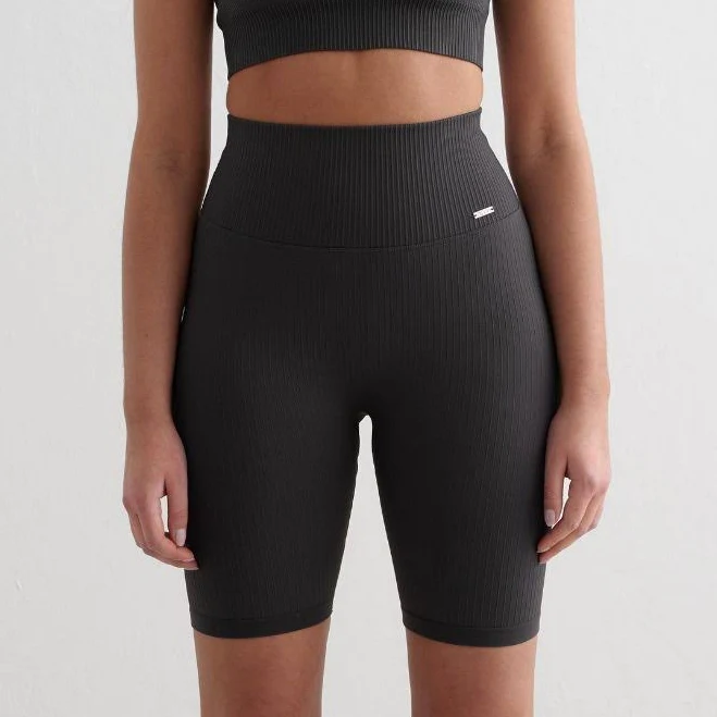 Aim'nShadow Grey Ribbed Seamless Biker Shorts & Bra SetBundle