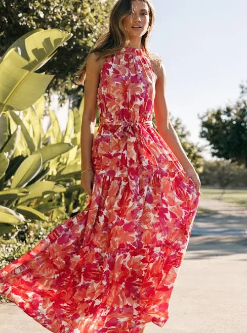 Petal & Pup Women's Caroline Floral Halter Maxi Dress