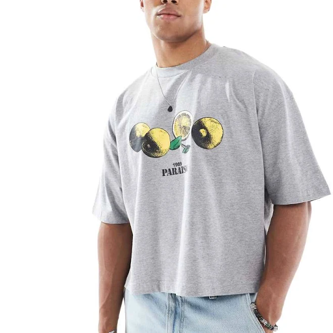 ASOS Cropped Oversized T-Shirt with Lemon Graphic