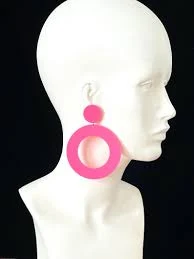 Hot Pink Big Hoop Earrings: Modern Pierced Lightweight Acrylic Statement Hoops