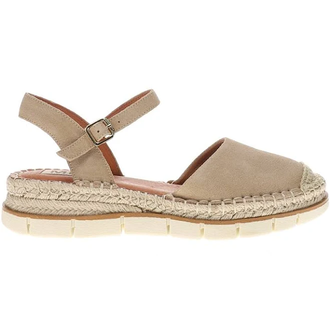 Womens Verona Espadrille Ankle Strap Flats Beige Casual