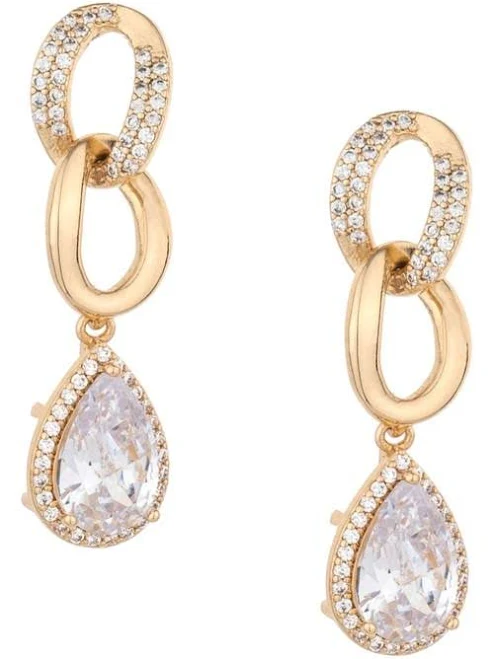Ettika 18K Gold Plated Crystal Drop Earrings