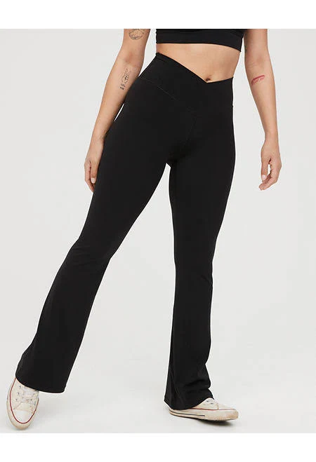 Aerie Real Me High Waisted Crossover Flare Leggings