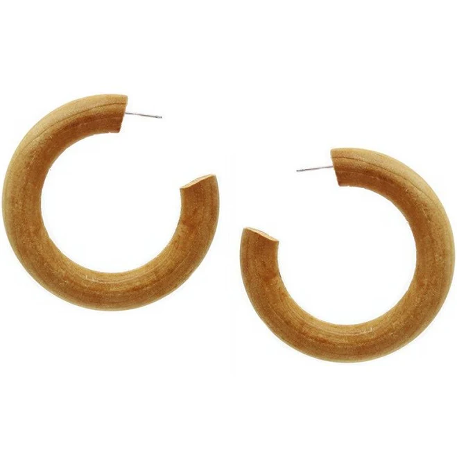 Natural Wood Hoop Earrings