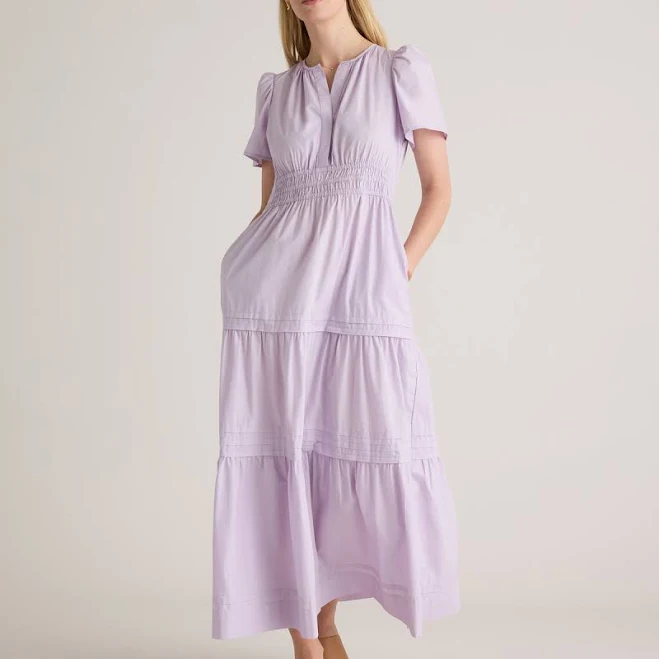 Quince Women's Poplin Tiered Maxi Dress