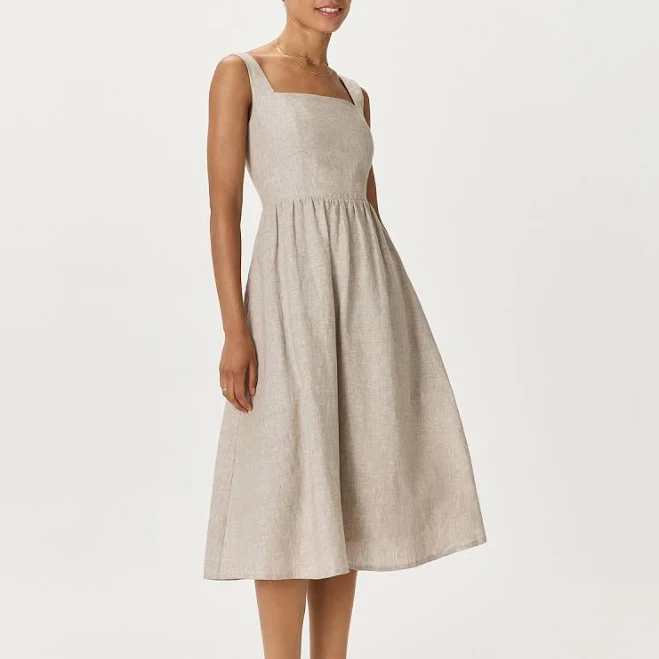 Quince Women's European Linen Fit & Flare Midi Dress