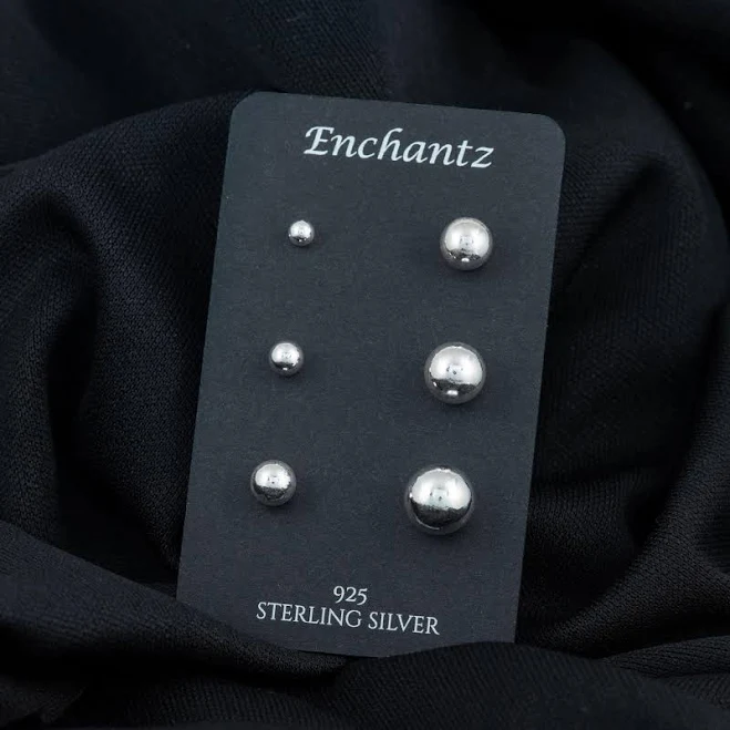 925 Sterling Silver Minimalist Round Ball Stud Earrings