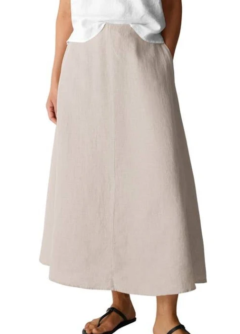 Eileen Fisher Women's Organic Linen Half-Circle Skirt