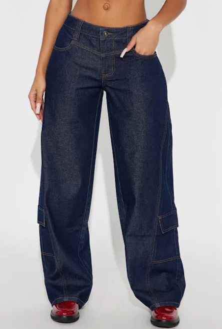 Fashion Nova Shadyside Girl Wide Leg Cargo Jeans