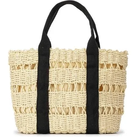 Large Handmade Straw Tote Purses for Women Summer Beach Natural Weaving Chic Woven Handbags Shoulder Bags