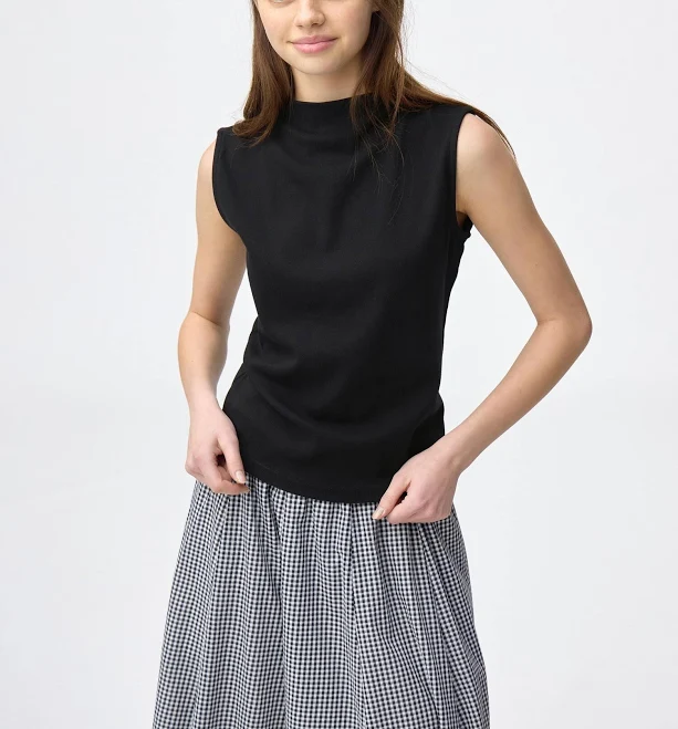 Women's Sleeveless Mock Neck T-Shirt