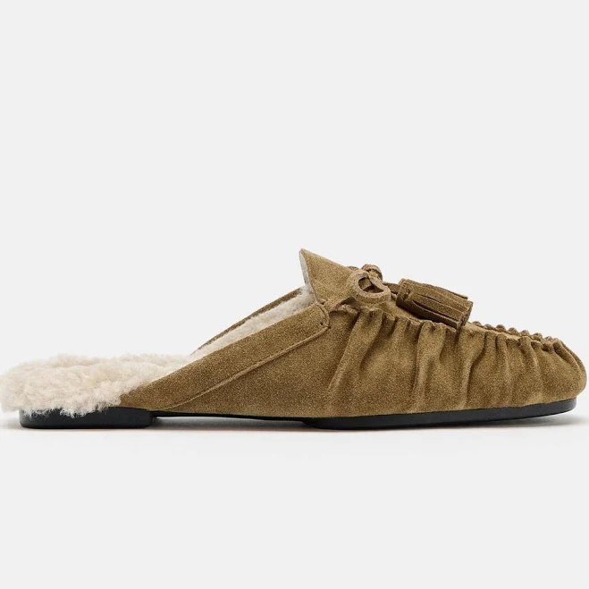 Zara Split Suede Open Back Loafers