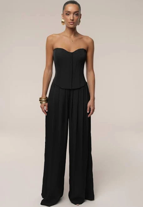 JLUXLABEL Clara Wide Leg Pleated Trousers