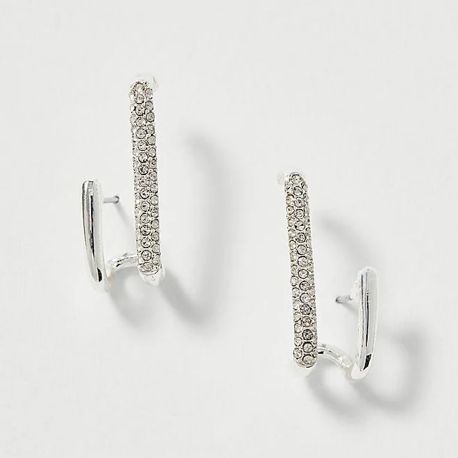 Ann Taylor Women's Pavé Double Loop Drop Earrings