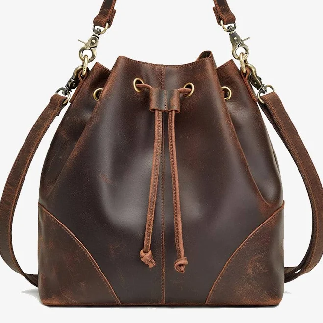 Vintage Drawstring Bucket Bag