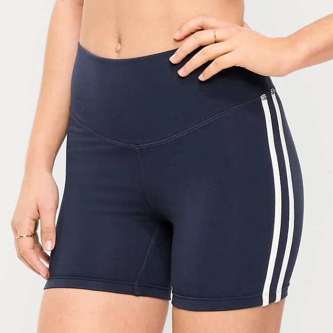 Old Navy Women's High-Waisted Powerchill Side-Stripe Biker Shorts