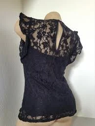 NWT White House Black Market Lace High-Neck Shell Top, Black, XS, $99