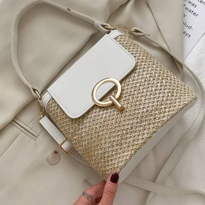 Lily Bloom Woven Straw Crossbody Bag