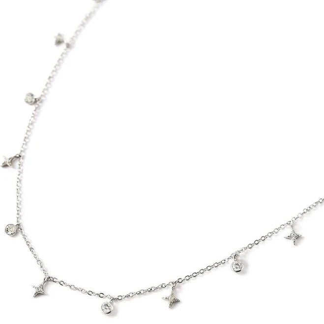 Silver Layered Necklaces Mika Star Dangle Layered Duo Sterling