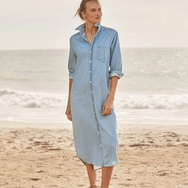 Frank & Eileen Women's Rory Long Sleeve Denim Maxi Shirtdress