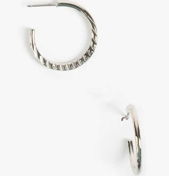 maurices Women's Textured Silver Hoop Earrings