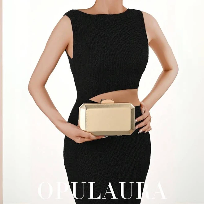 Glamorous Metallic Gold Box Clutch