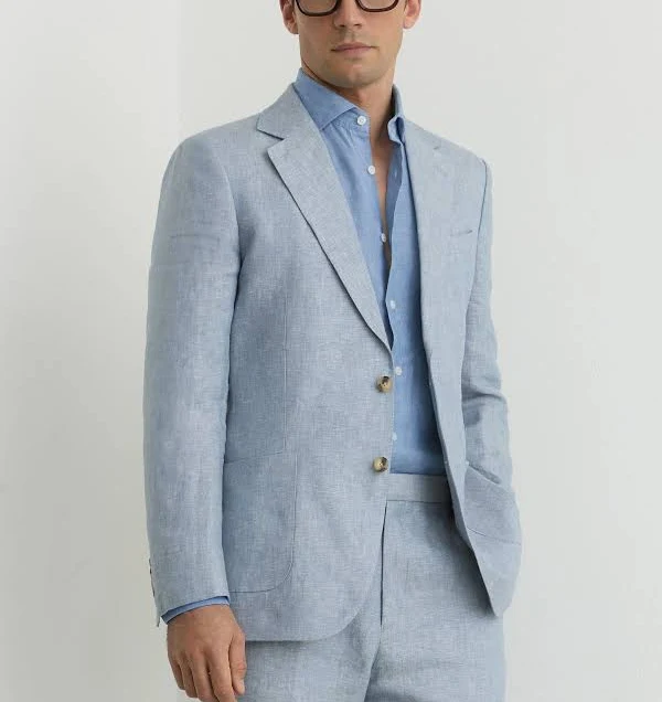 Reiss Men's Atlantic Linen-Twill Single-Breasted Tailored-Fit Blazer