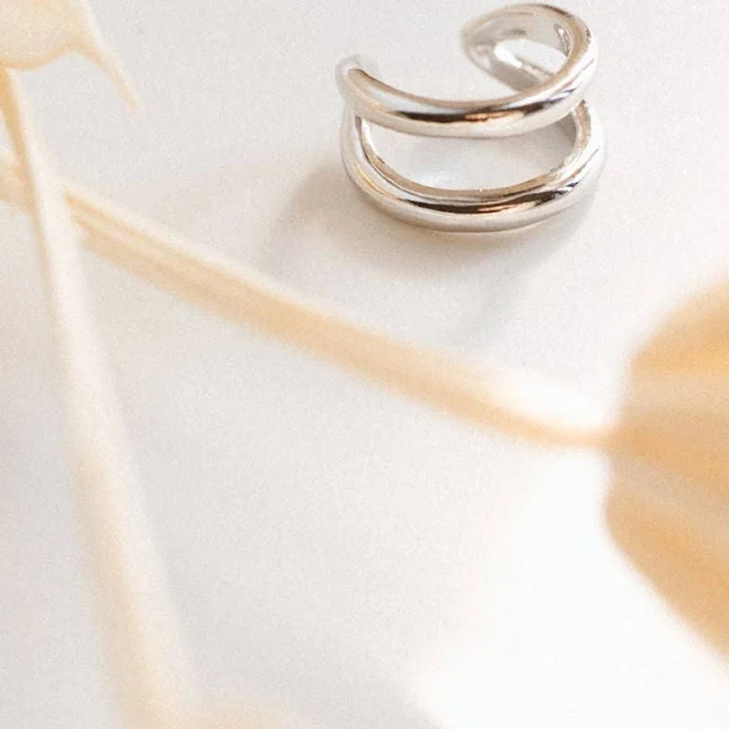 Stacked Silver Ear Cuff