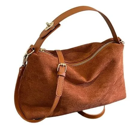 Modisza Slouchy Suede Shoulder Bags for Women Retro Crossbody Tote Satchel Work Purses Crescent Bag, Women's, Size: Large, Brown
