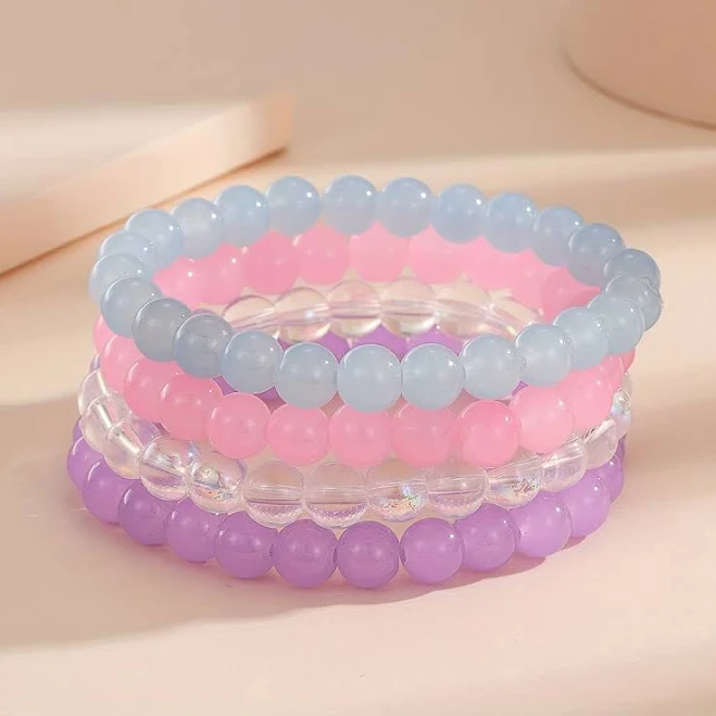 4-Pack Candy-Colored Beaded Bracelet Set