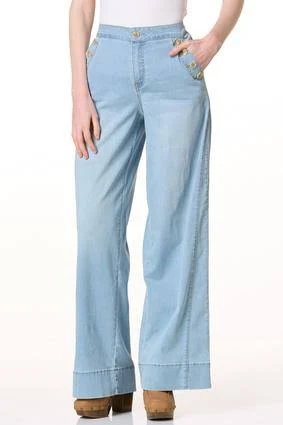 Sailor Button Wide Leg Jeans