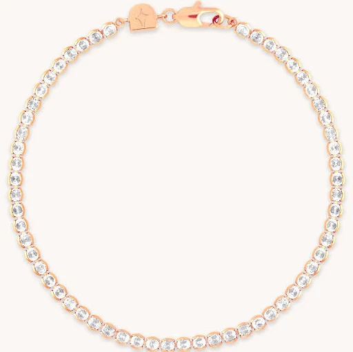 Astrid & Miyu Bezel Tennis Chain Bracelet in Rhodium Plated Silver
