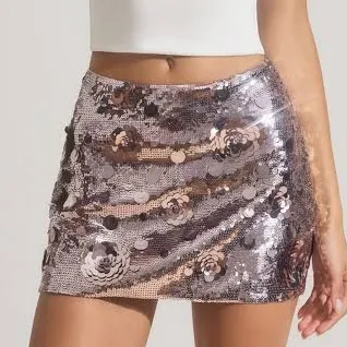 Oh Polly Lunara Sequin-Embellished Mini Skirt