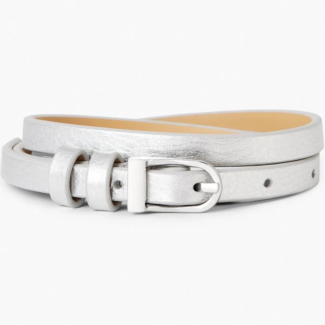 Talbots Women's Slim Metallic Leather Belt