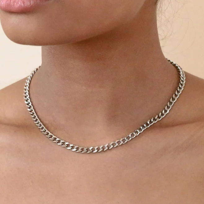 Caitlyn Minimalist Blake Thick Curb Chain Necklace