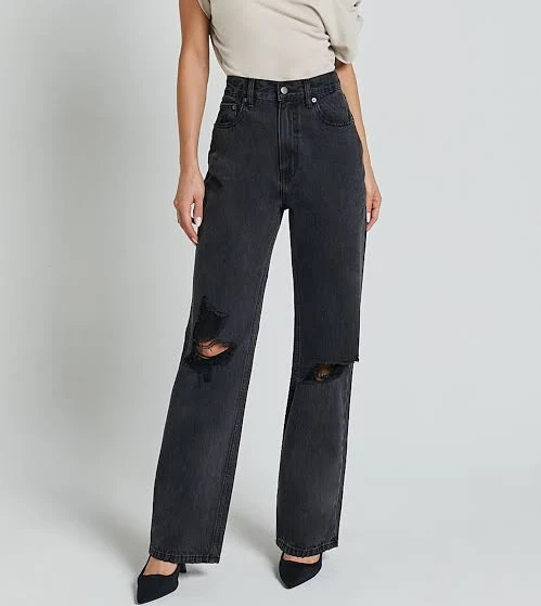 Miho Jeans High-Waisted Distressed Straight Leg Jeans
