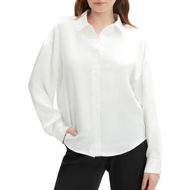 Bardot Luana Oversize Satin Button-Up Shirt