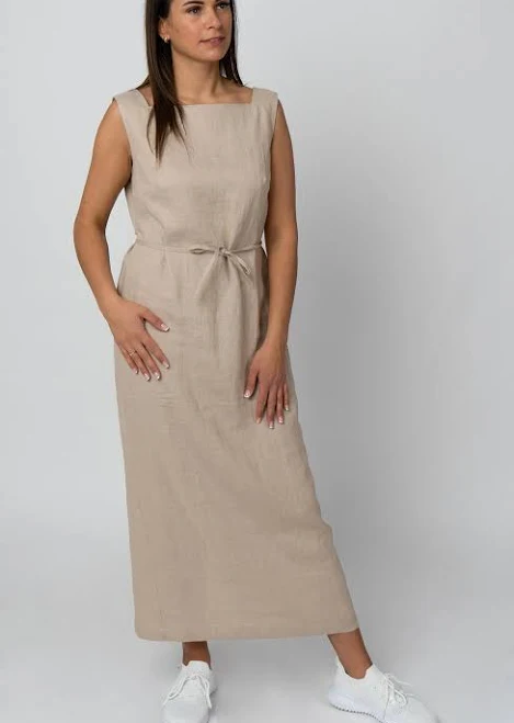 Women's Square Neck Linen Maxi Dress