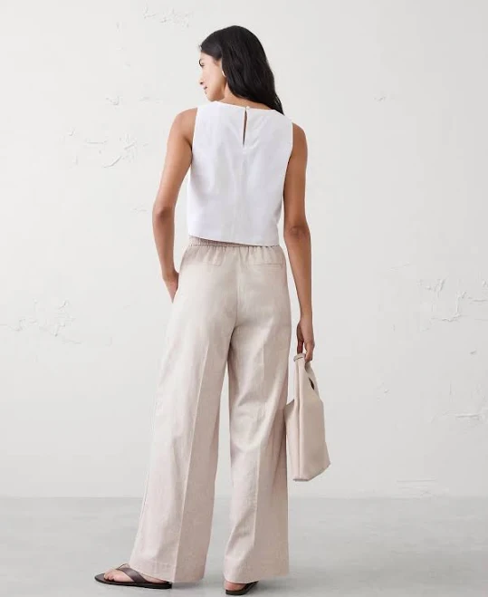Women's High-Rise Linen-Blend Wide-Leg Pant