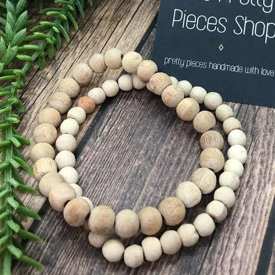 Natural Wood Bead Stackable Bracelet