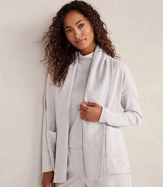 Loft Women's Haven Well Within Cozy Knit Open Front Cardigan Sweater