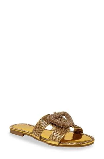 in Touch Footwear Women's Rhinestone Embellished Slide Sandals
