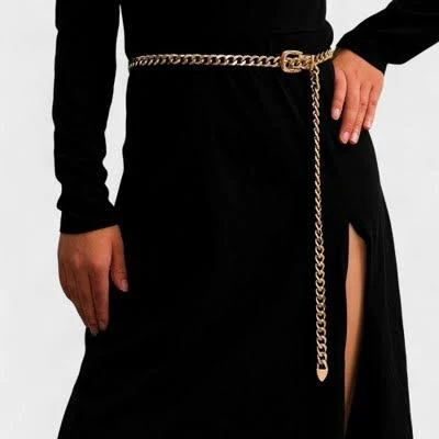Anna-Kaci Women's Chain Belt with Buckle Detail