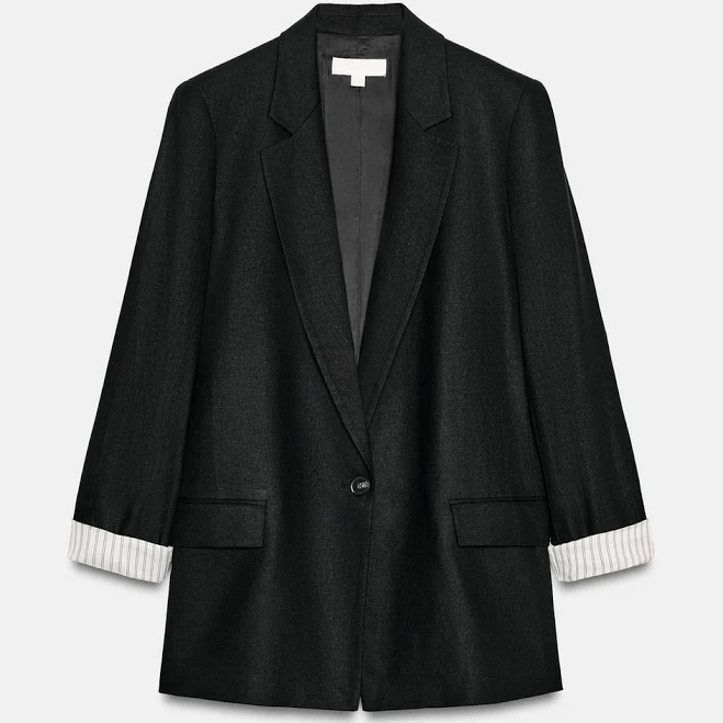 Zara Linen Blazer with Rolled Sleeves