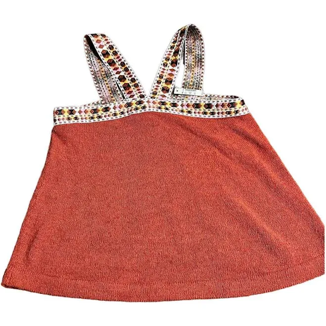 Madewell Knit Burnt Sienna Orange Embroidered Tank Medium