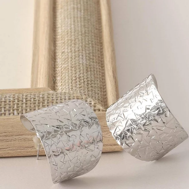 Modern Statement Wide Chunky Silver Hoop Earrings